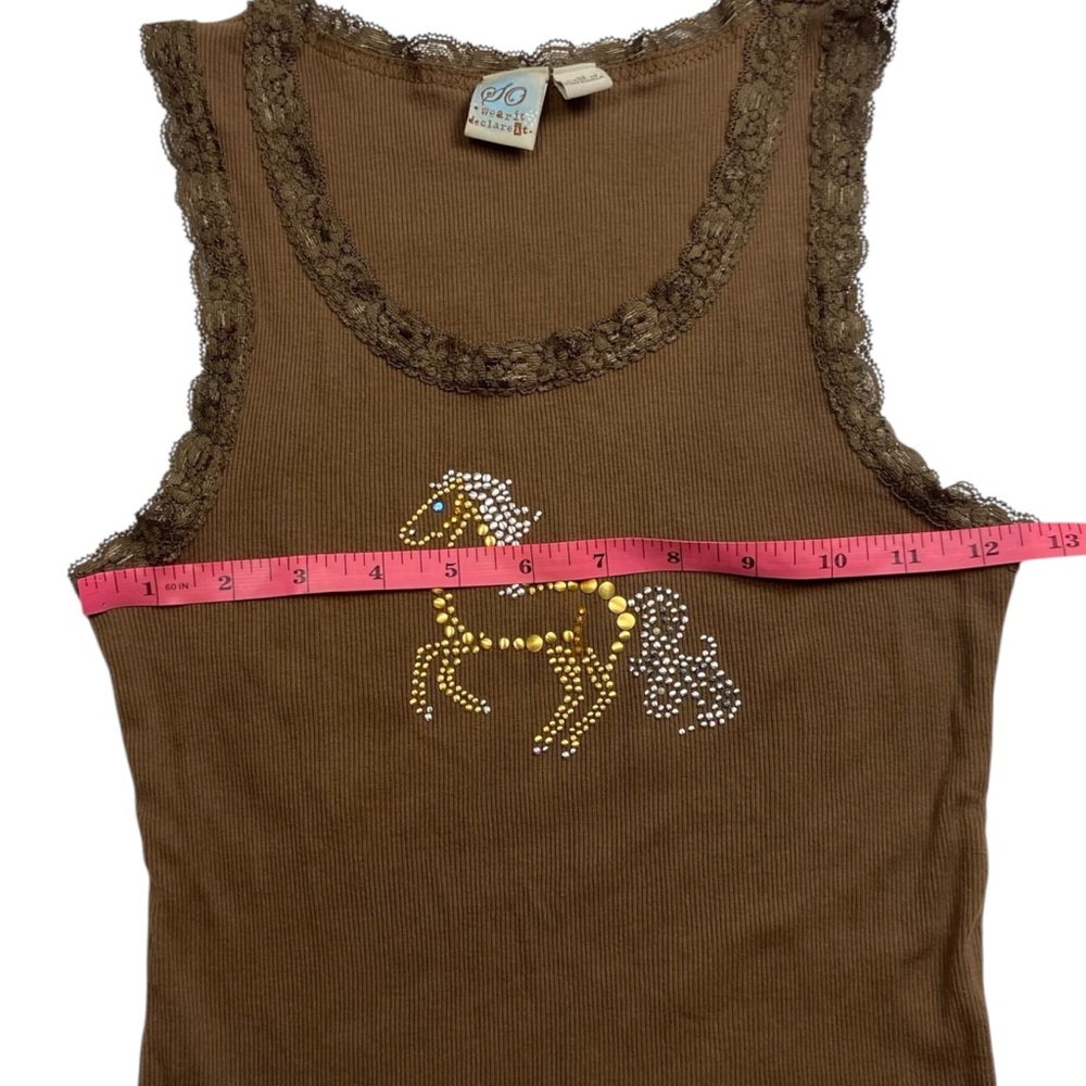 Y2K Tank Top Lace Horse Medium - Picture 9 of 10